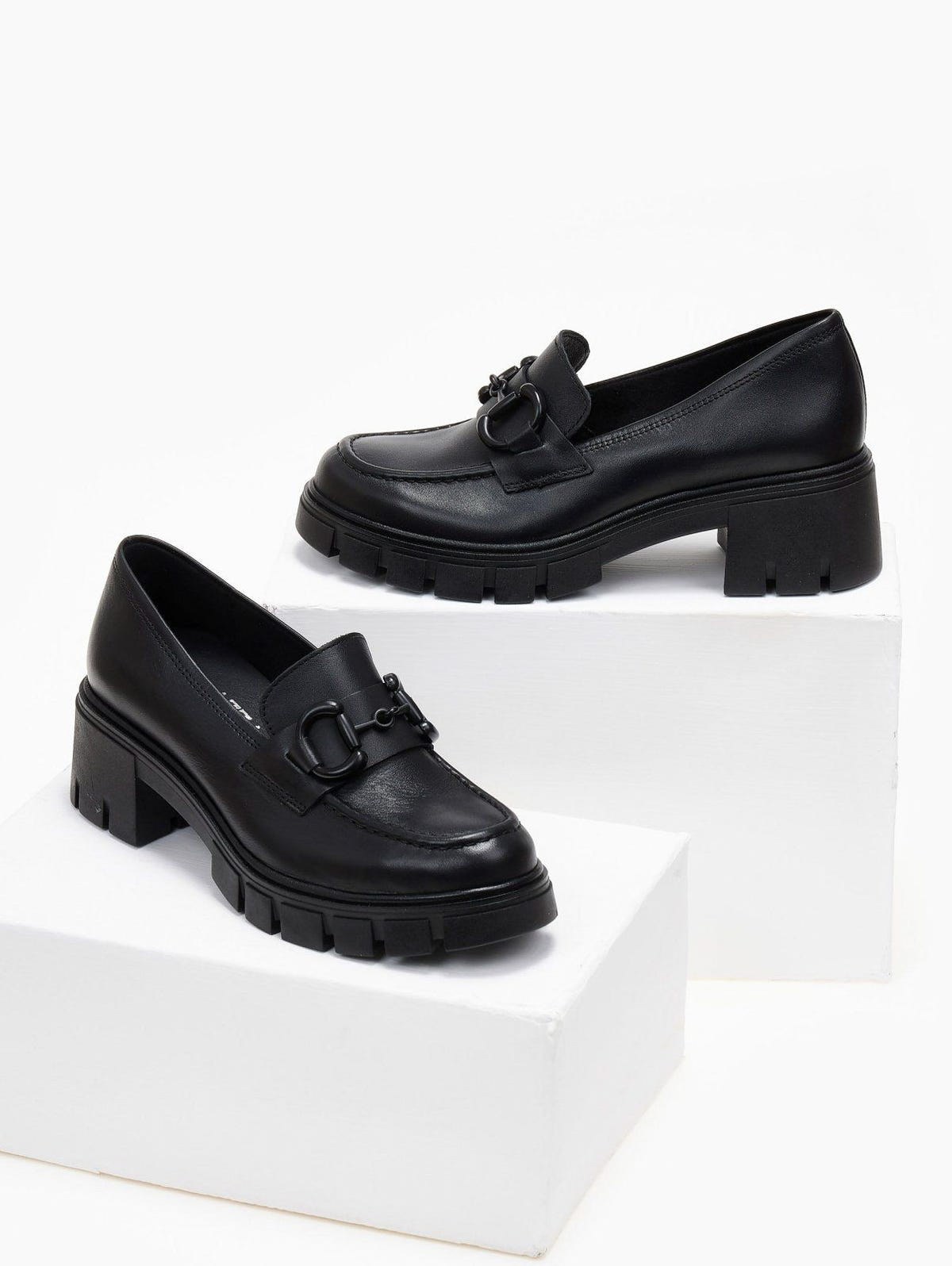 Loafers δερμάτινα chunky με αγκράφα Ragazza 0756 - Μαύρο - thefashionproject.gr - RAGAZZA