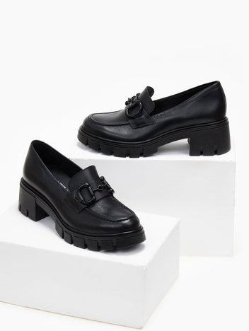Loafers δερμάτινα chunky με αγκράφα Ragazza 0756 - Μαύρο - thefashionproject.gr - RAGAZZA