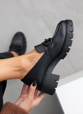 Loafers δερμάτινα chunky με αγκράφα Ragazza 0756 - Μαύρο - thefashionproject.gr - RAGAZZA