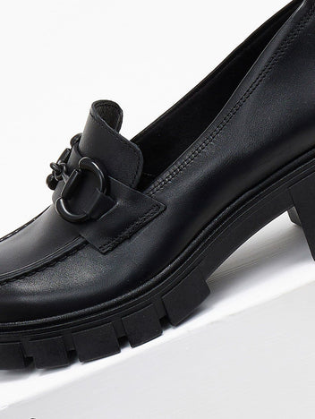 Loafers δερμάτινα chunky με αγκράφα Ragazza 0756 - Μαύρο - thefashionproject.gr - RAGAZZA