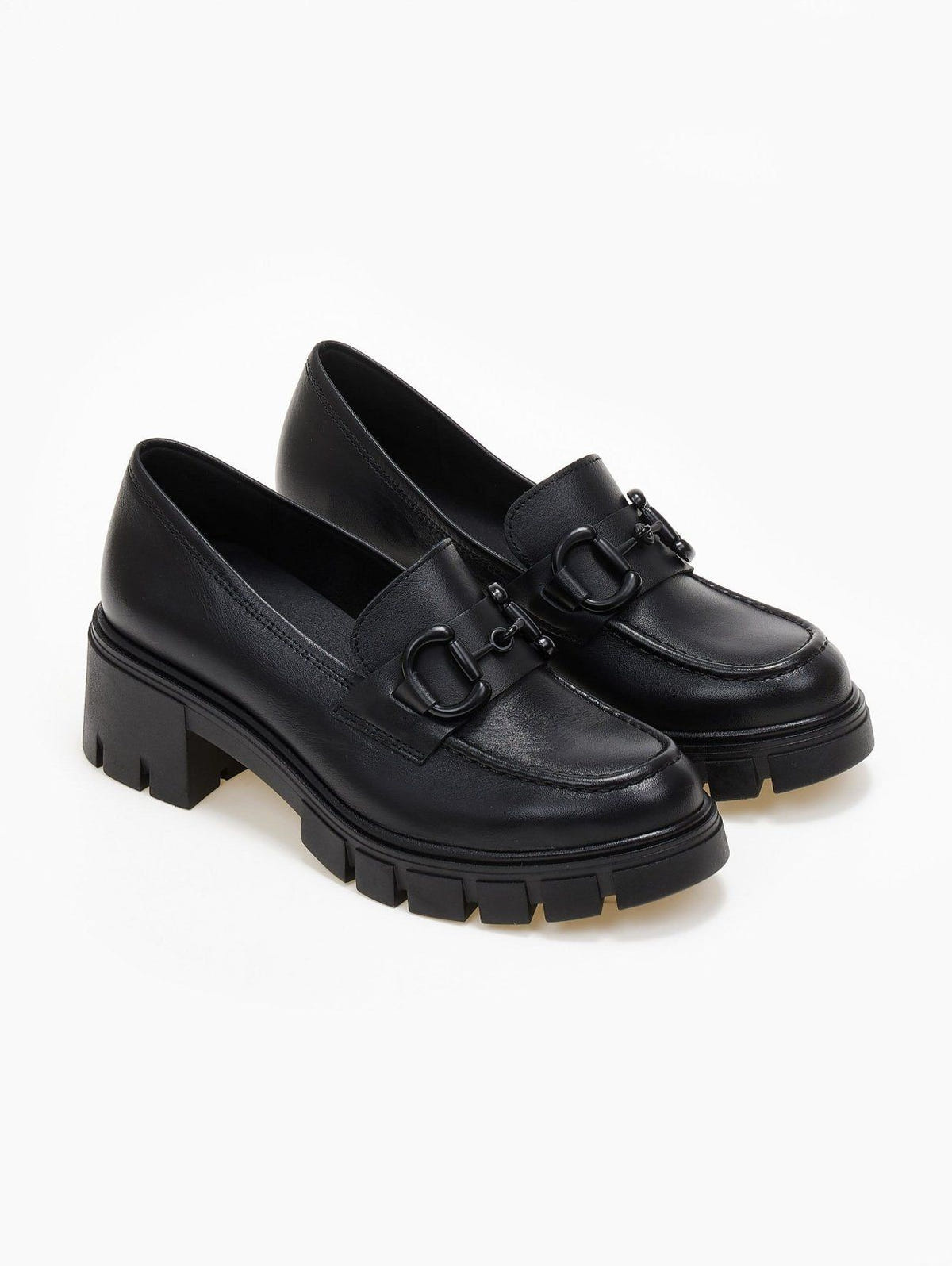 Loafers δερμάτινα chunky με αγκράφα Ragazza 0756 - Μαύρο - thefashionproject.gr - RAGAZZA