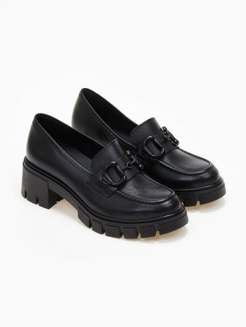 Loafers δερμάτινα chunky με αγκράφα Ragazza 0756 - Μαύρο - thefashionproject.gr - RAGAZZA