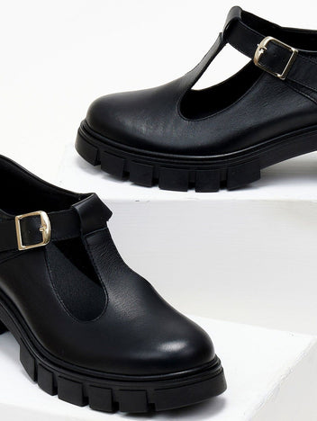 Loafers δερμάτινα Mary Janes Ragazza 0759 - Μαύρο - thefashionproject.gr - RAGAZZA