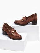 Loafers δερμάτινα με μεταλλική λεπτομέρεια Ragazza 0465 - Α - Καφέ - thefashionproject.gr - RAGAZZA