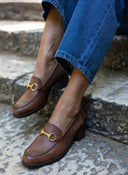 Loafers δερμάτινα με μεταλλική λεπτομέρεια Ragazza 0465 - Α - Καφέ - thefashionproject.gr - RAGAZZA