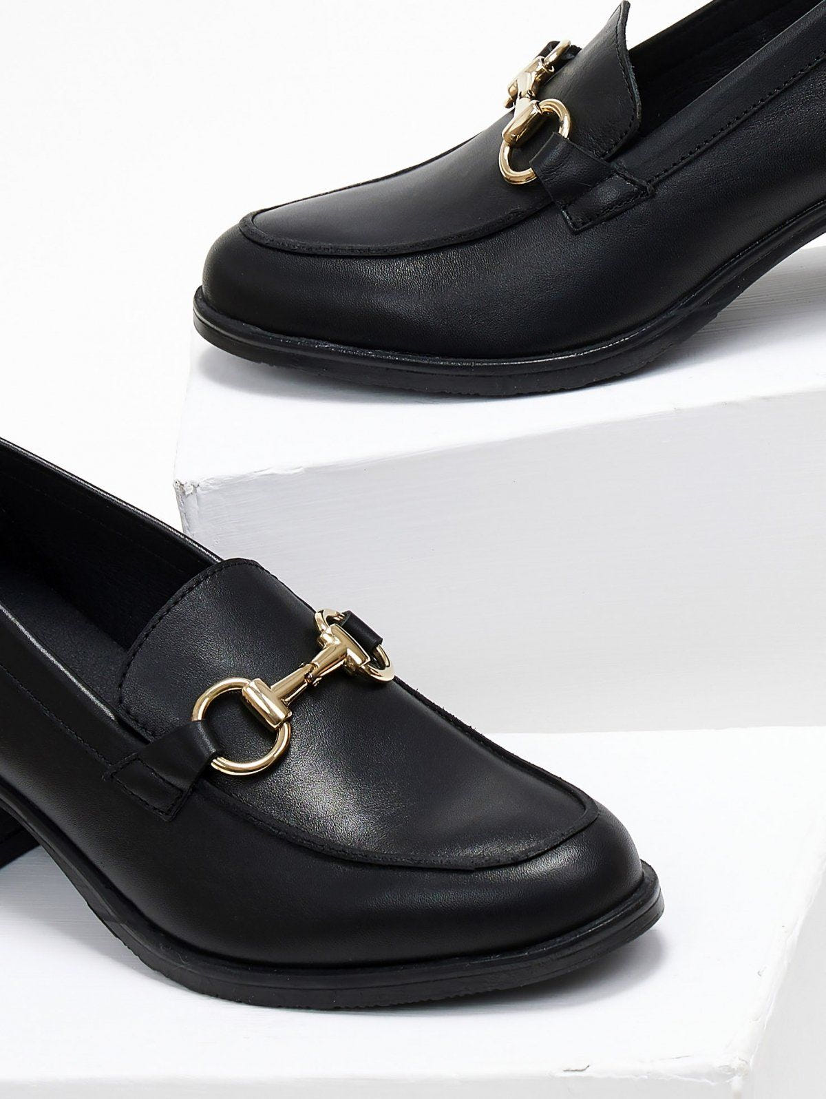 Loafers δερμάτινα με μεταλλική λεπτομέρεια Ragazza 0465 - Α - Μαύρο - thefashionproject.gr - RAGAZZA