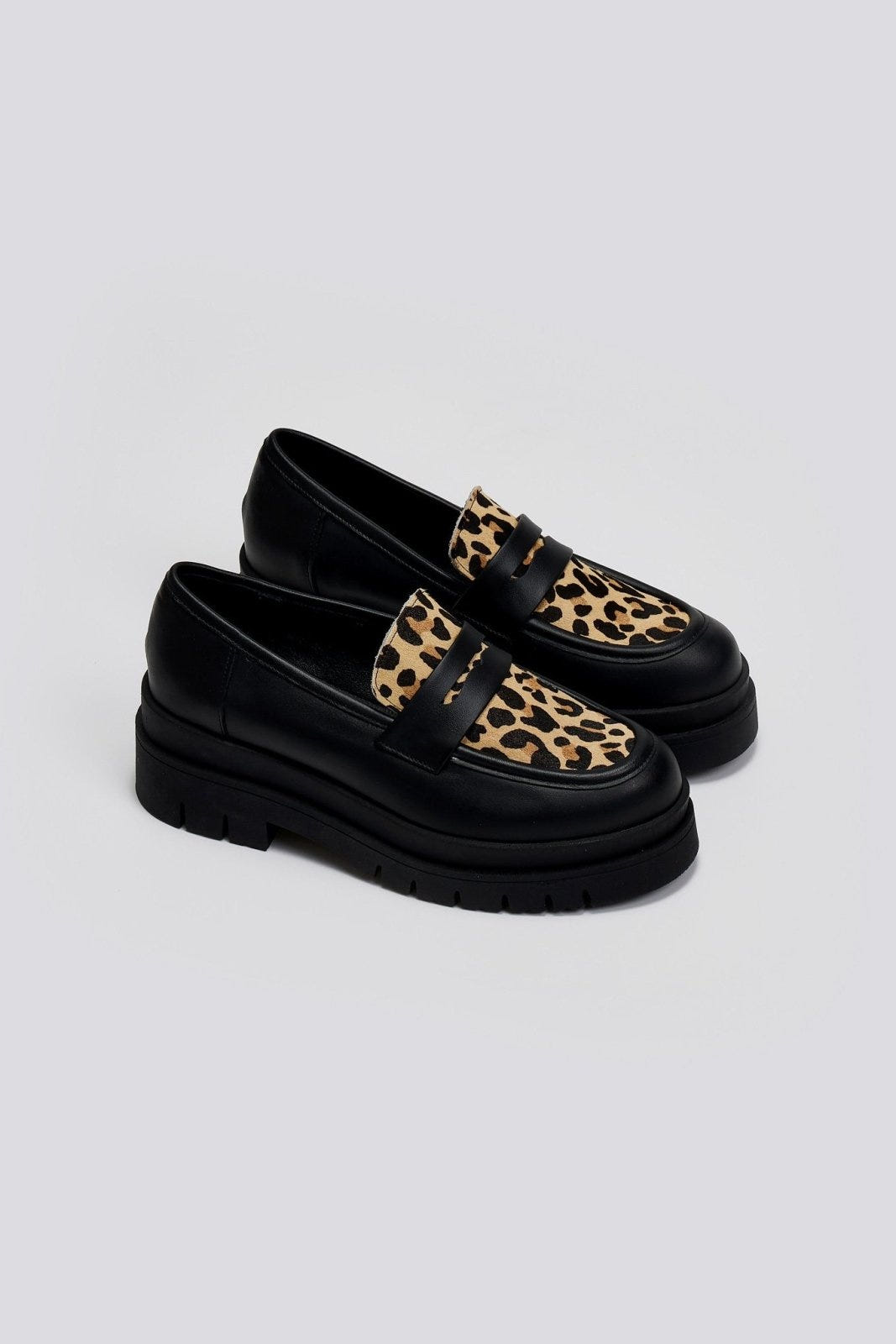 Loafers δερμάτινα με ponyskin TFP - Leopard - thefashionproject.gr - TFP