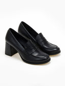 Loafers δερμάτινα με τακούνι Ragazza 061 - Μαύρο - thefashionproject.gr - RAGAZZA