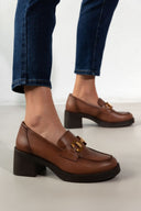 Loafers δερμάτινα με τακούνι Ragazza 0637 - Ταμπά - thefashionproject.gr - RAGAZZA