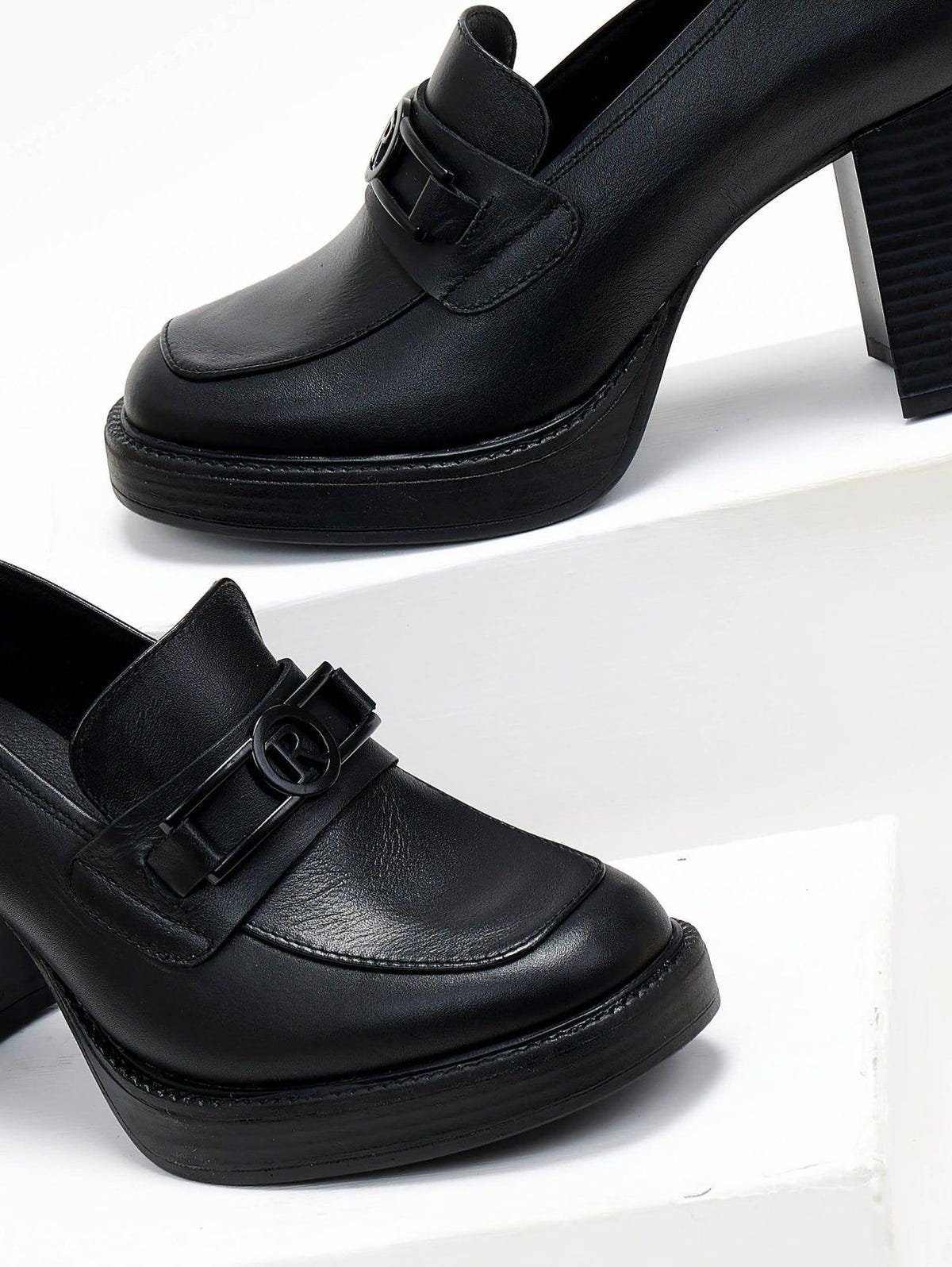 Loafers δερμάτινα με τακούνι Ragazza - Μαύρο - thefashionproject.gr - RAGAZZA