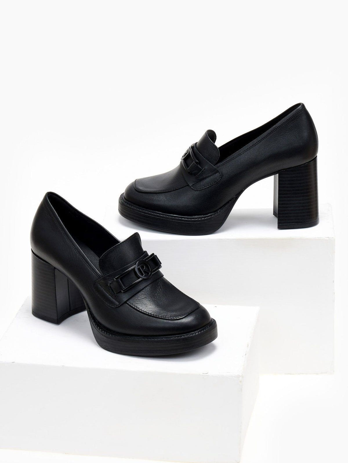 Loafers δερμάτινα με τακούνι Ragazza - Μαύρο - thefashionproject.gr - RAGAZZA