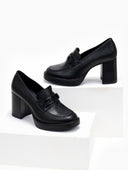 Loafers δερμάτινα με τακούνι Ragazza - Μαύρο - thefashionproject.gr - RAGAZZA