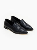Loafers μυτερά με ανάγλυφο pattern Estil - Μαύρο - thefashionproject.gr - Estil