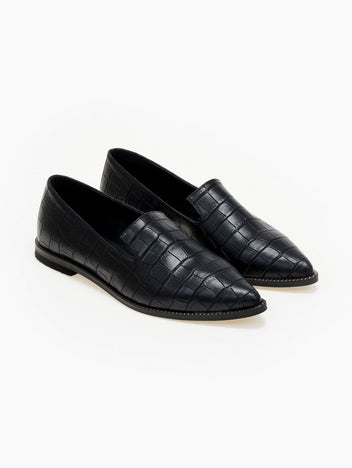 Loafers μυτερά με ανάγλυφο pattern Estil - Μαύρο - thefashionproject.gr - Estil