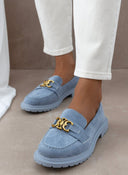 Loafers suede με μεταλλικό στοιχείο Erynn - Γαλάζιο - thefashionproject.gr - ERYNN