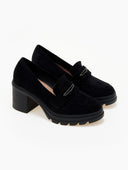 Loafers suede με τακούνι - Μαύρο - thefashionproject.gr - Ideal shoes