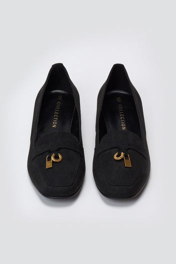 Loafers Suede Metal Bit TFP - Black Suede - thefashionproject.gr - TFP