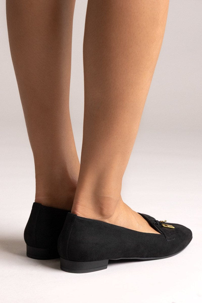 Loafers Suede Metal Bit TFP - Black Suede - thefashionproject.gr - TFP