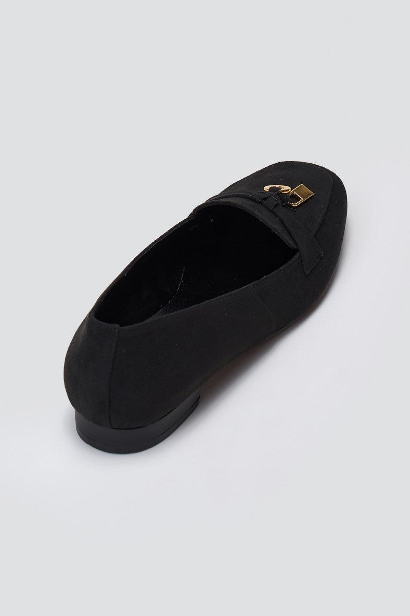 Loafers Suede Metal Bit TFP - Black Suede - thefashionproject.gr - TFP