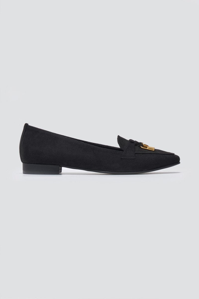 Loafers Suede Metal Bit TFP - Black Suede - thefashionproject.gr - TFP
