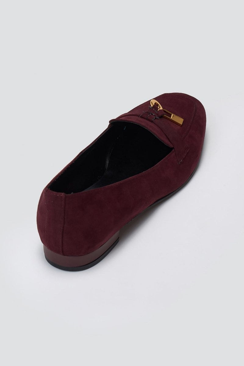 Loafers Suede Metal Bit TFP - Bordeaux Suede - thefashionproject.gr - TFP