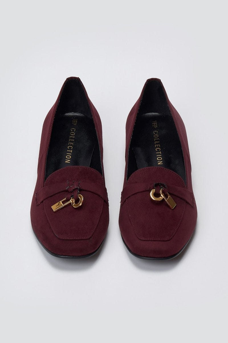 Loafers Suede Metal Bit TFP - Bordeaux Suede - thefashionproject.gr - TFP
