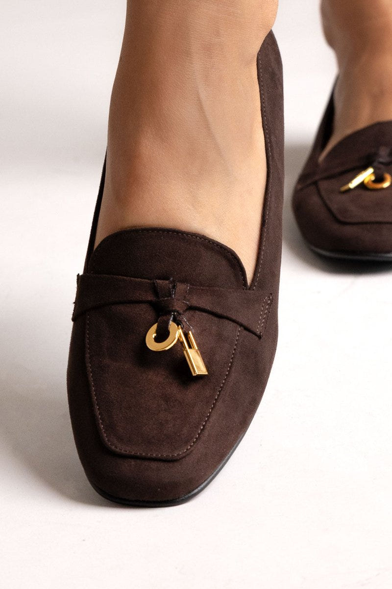 Loafers Suede Metal Bit TFP - Brown Suede - thefashionproject.gr - TFP