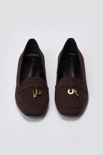 Loafers Suede Metal Bit TFP - Brown Suede - thefashionproject.gr - TFP