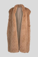 The Fashion Project - Long Faux Fur Vest Belted - Camel