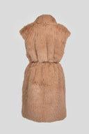 The Fashion Project - Long Faux Fur Vest Belted - Camel