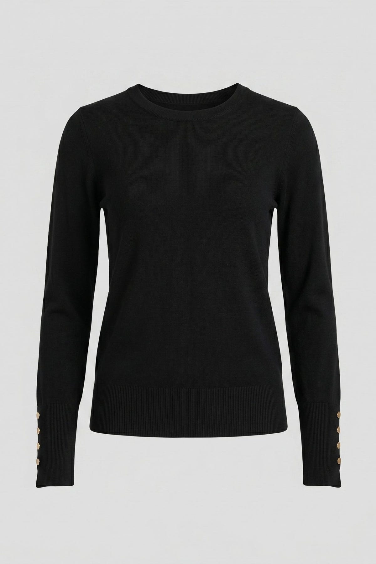 The Fashion Project - Long Sleeve Knit Top Crew Neck - Black
