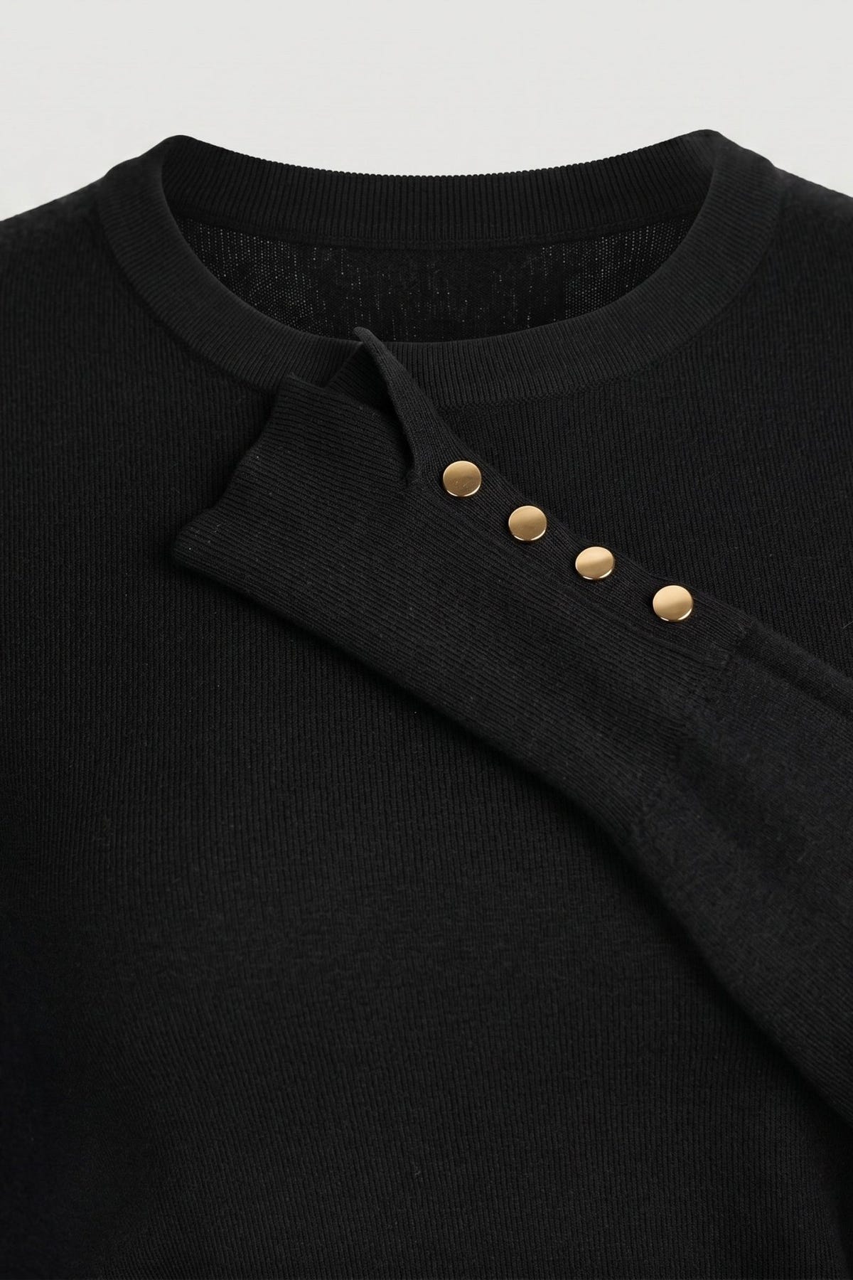 The Fashion Project - Long Sleeve Knit Top Crew Neck - Black