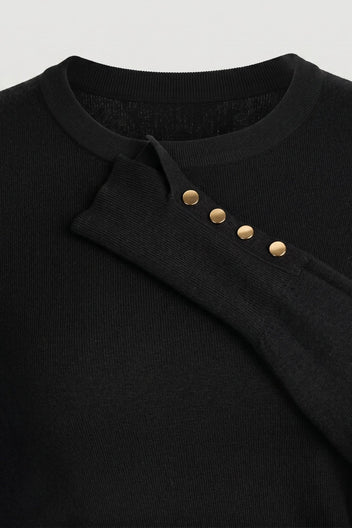 The Fashion Project - Long Sleeve Knit Top Crew Neck - Black