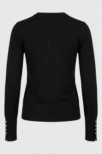 The Fashion Project - Long Sleeve Knit Top Crew Neck - Black