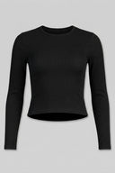 The Fashion Project - Long Sleeve Ribbed Top Fitted - Black