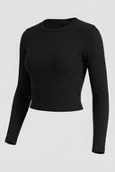 The Fashion Project - Long Sleeve Ribbed Top Fitted - Black