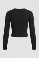 The Fashion Project - Long Sleeve Ribbed Top Fitted - Black