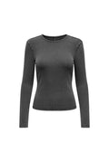 ONLY - Long Sleeve Ribbed Top Fitted - Charcoal