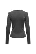 ONLY - Long Sleeve Ribbed Top Fitted - Charcoal