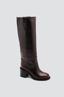 Low Heel Ankle Boots - Burgundy Matte - thefashionproject.gr - Ideal shoes