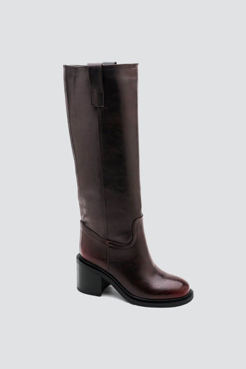 Low Heel Ankle Boots - Burgundy Matte - thefashionproject.gr - Ideal shoes