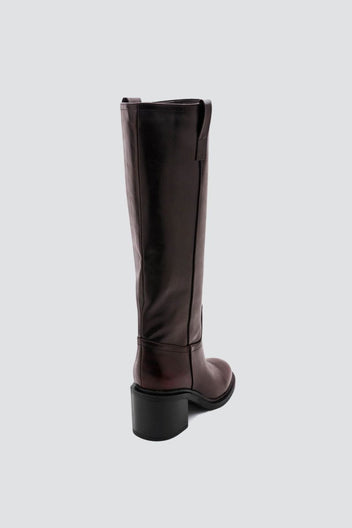Low Heel Ankle Boots - Burgundy Matte - thefashionproject.gr - Ideal shoes