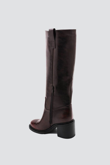 Low Heel Ankle Boots - Burgundy Matte - thefashionproject.gr - Ideal shoes