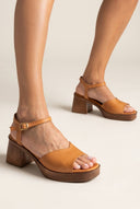 TFP - Low Heel Ankle Strap Sandals - Tan