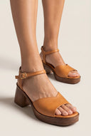 TFP - Low Heel Ankle Strap Sandals - Tan