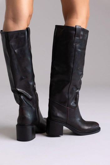 Low Heel Boots - Burgundy Matte - thefashionproject.gr - Ideal shoes