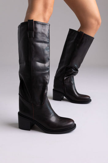 Low Heel Boots - Burgundy Matte - thefashionproject.gr - Ideal shoes
