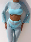 Μαγιό four pieces με σετ διαφάνεια - Γαλάζιο - thefashionproject.gr - The Fashion Project