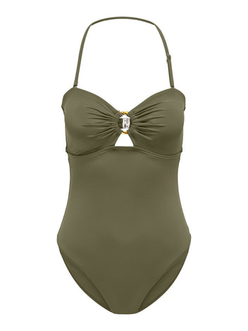 Μαγιό ολόσωμο strapless ONLY 15314714 - Χακί - thefashionproject.gr - ONLY