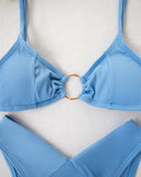 Μαγιό ριπ μπικίνι με V slip και κρίκο - Γαλάζιο - thefashionproject.gr - The Fashion Project